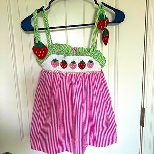 Smocked Strawberry Baby Girls Dress, Size 18M